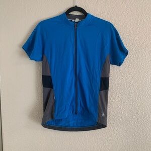 SmartWool Men’s Cycling Jersey Merino Wool Size Medium, Blue & Grey